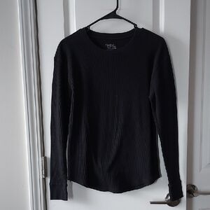 Time and Tru Black Waffle Knit Top Small